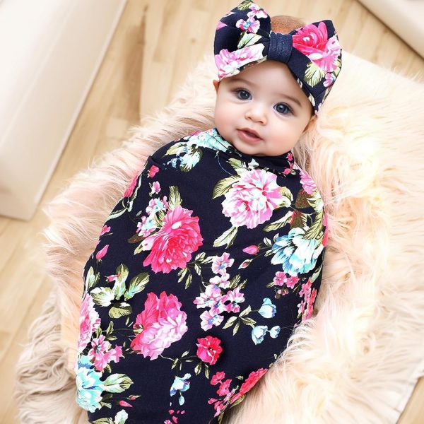 Baby Girl Swaddle Blanket Galabloomer Navy-3