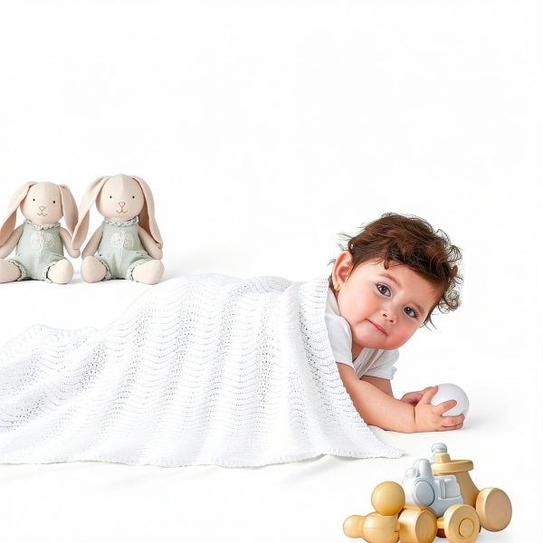 Pinuotu Baby Blanket White Crochet Soft Breathable-2