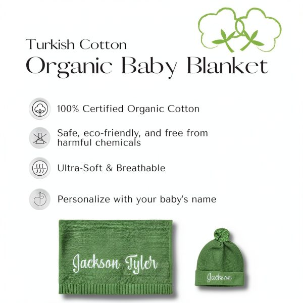 Organic Cotton Baby Blanket patique Sage Green-3