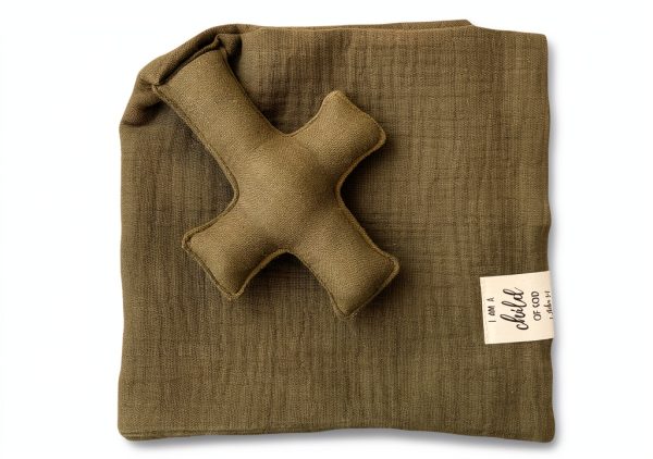 Christian Baby Blanket Slate Blue Organic Cotton-2