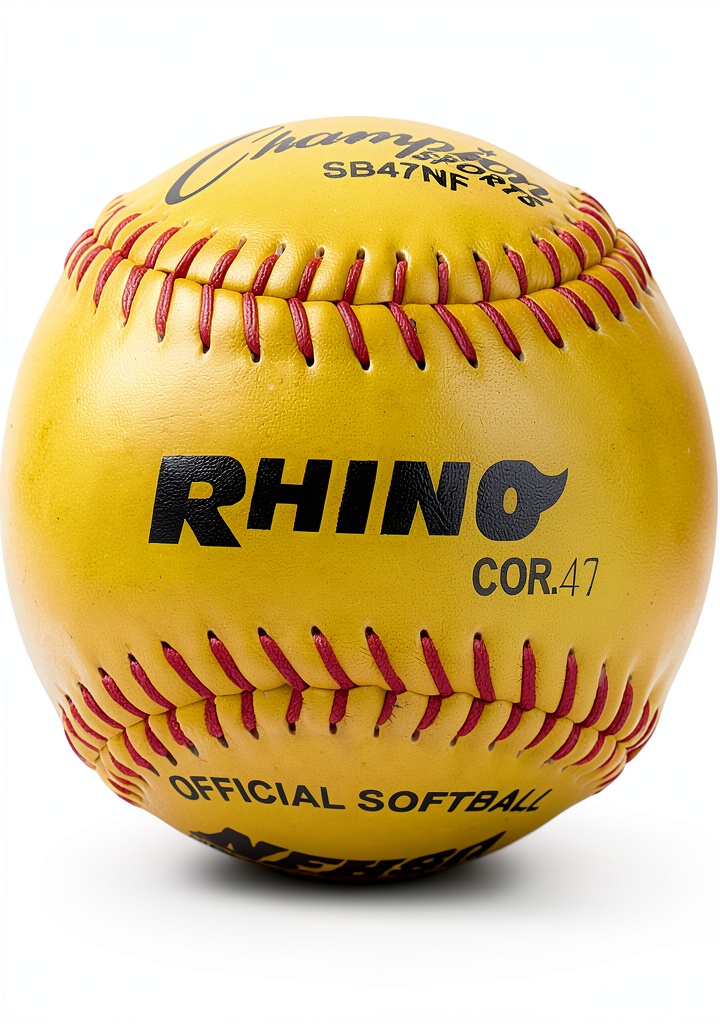 'Coach spreading Champion Sports 11‑inch optic yellow leather softballs on a grass field'