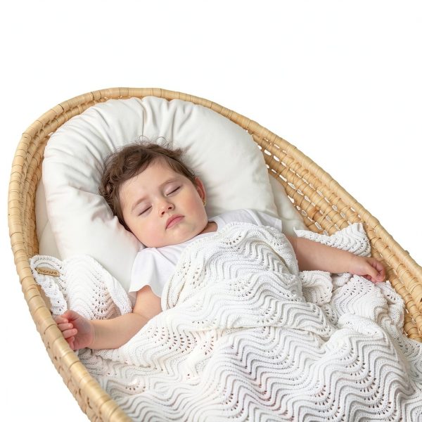 Pinuotu Baby Blanket White Crochet Soft Breathable-3
