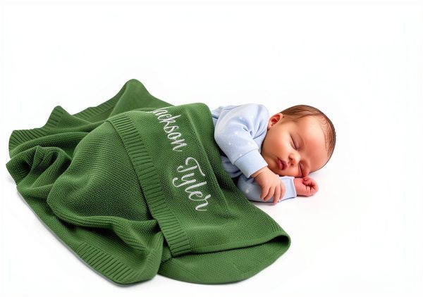 Organic Cotton Baby Blanket patique Sage Green-4