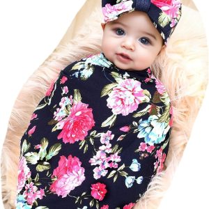 Baby Girl Swaddle Blanket Galabloomer Navy-0
