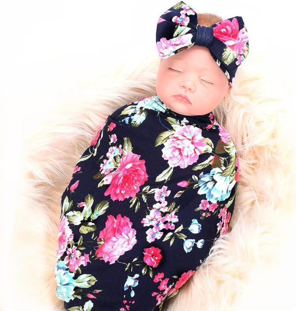 Baby Girl Swaddle Blanket Galabloomer Navy-1