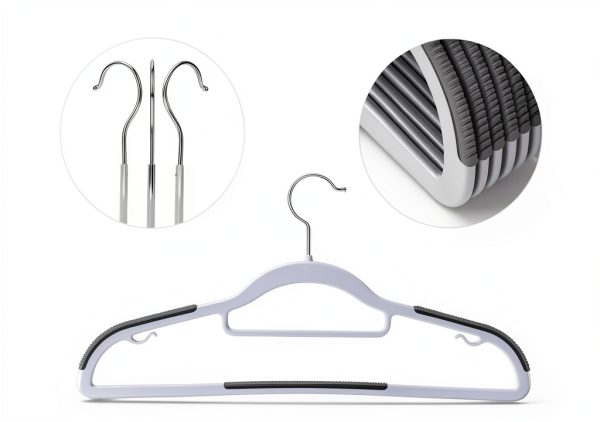 OIKA Non-Slip Plastic Hangers 50 Pack – 16.5in Slim Heavy‑Duty Grey-1