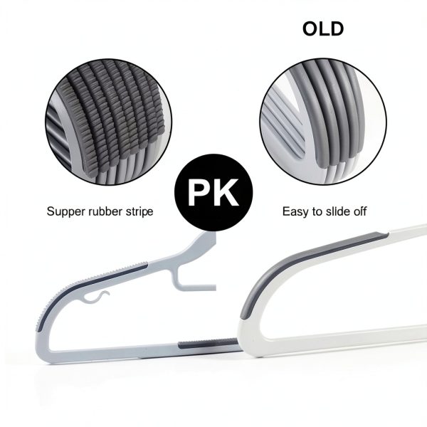 OIKA Non-Slip Plastic Hangers 50 Pack – 16.5in Slim Heavy‑Duty Grey-2