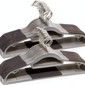 OIKA Non-Slip Plastic Hangers 50 Pack – 16.5in Slim Heavy‑Duty Grey-0